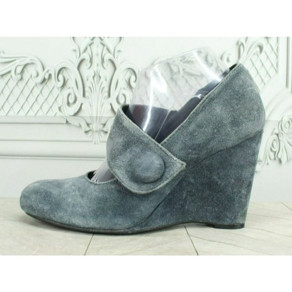 Born Shoes - Born Crown Gray Suede Slip On Hook & Loop Casual Wedge Maryjane Shoes Size 8.5